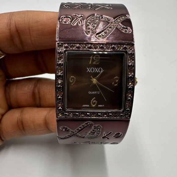 3/$30 XOXO Watch Women Chocolate Brown 26MM Square Dial Wide Band New Battery - Picture 4 of 11